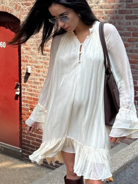 Fabrique Dresses & Skirts - Wendy Ruffle Dress in Silk Crepe - FABRIQUE